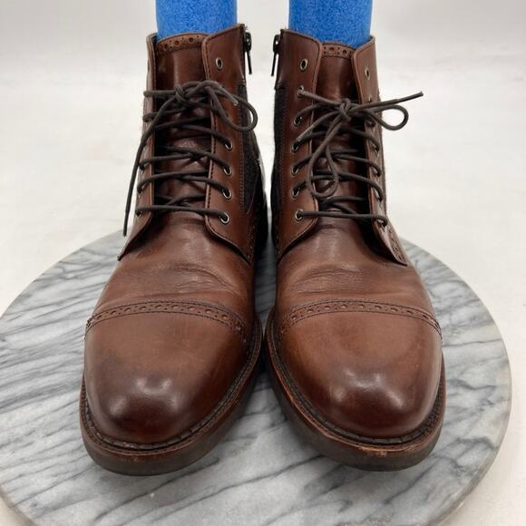 Johnston & Murphy Mens Boots 9.5 Mahogany Fullerton Cap Toe Side Zip Block Heel main image 7
